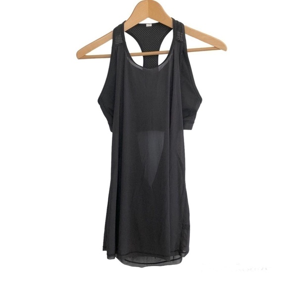 Lululemon Sheer, Black, Racerback Tank Top With Sports Bra, Size 6 - Picture 1 of 6